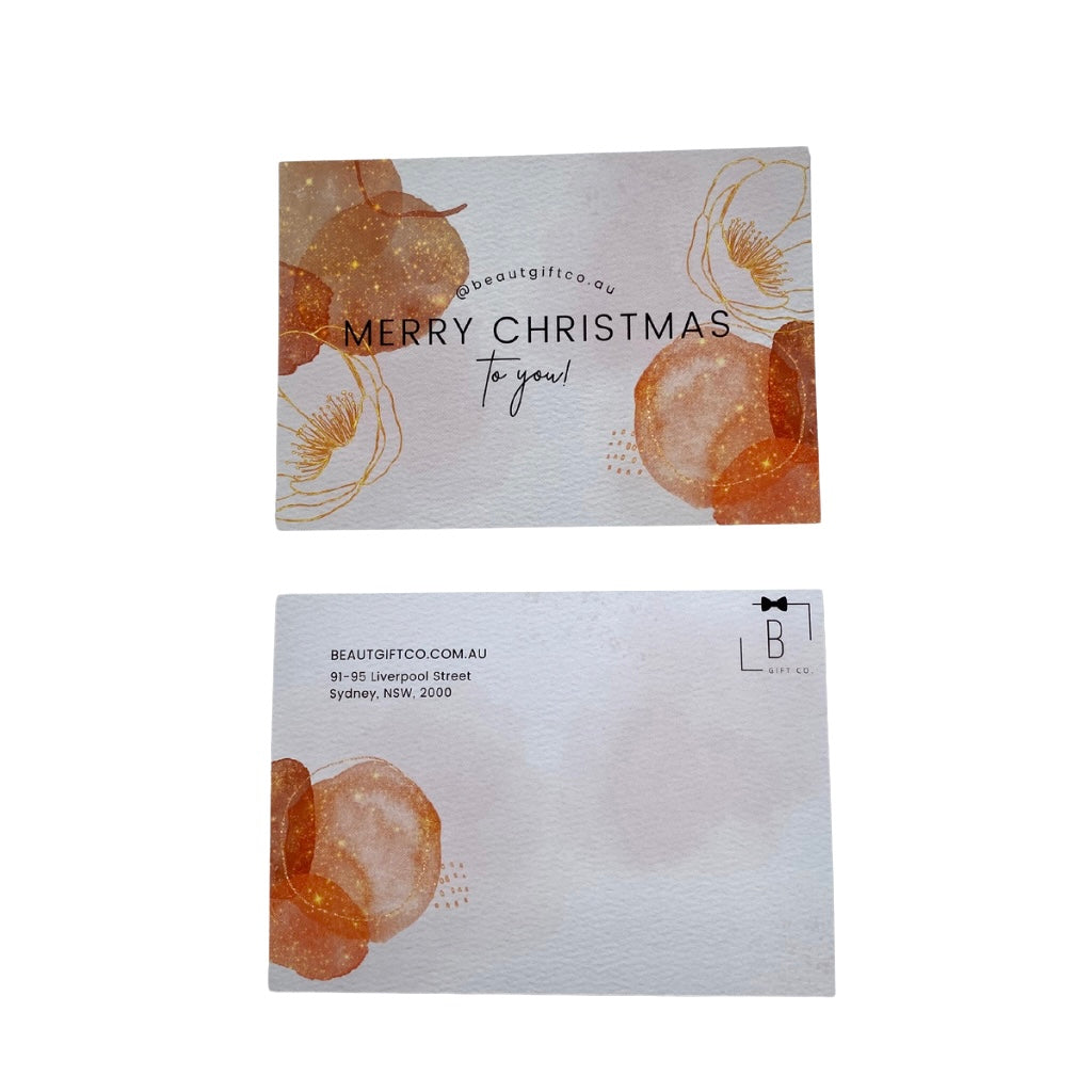 Blank 4x6 glossy card (purple) for personalized messages, with hand-written notes available at checkout
