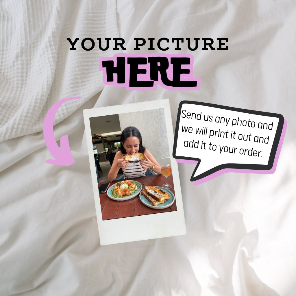 Personalised Polaroid photo for gifts, available in single or double prints. Easy photo submission via email or text