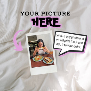 Personalised Polaroid photo for gifts, available in single or double prints. Easy photo submission via email or text