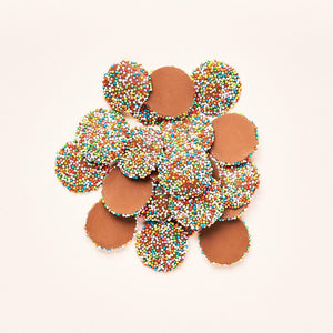 Coated Australia 100's and 1000's, premium milk chocolate topped with colourful crunchy sprinkles, 200g