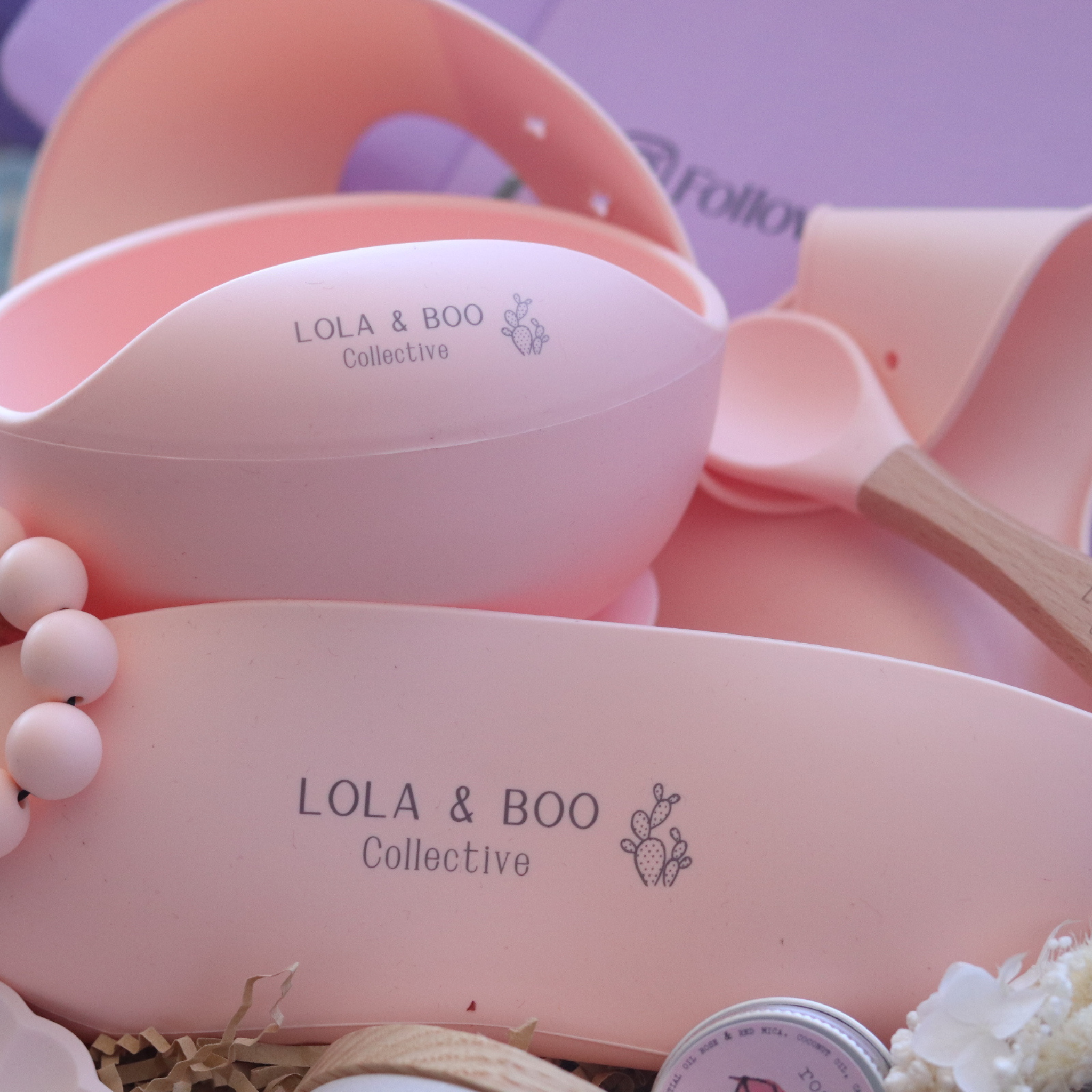peach colour baby silicone feeder set, baby gift, new mum gift, gift for baby shower