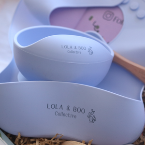 baby gift set, blue silicone feeder set, new mum, baby shower gift