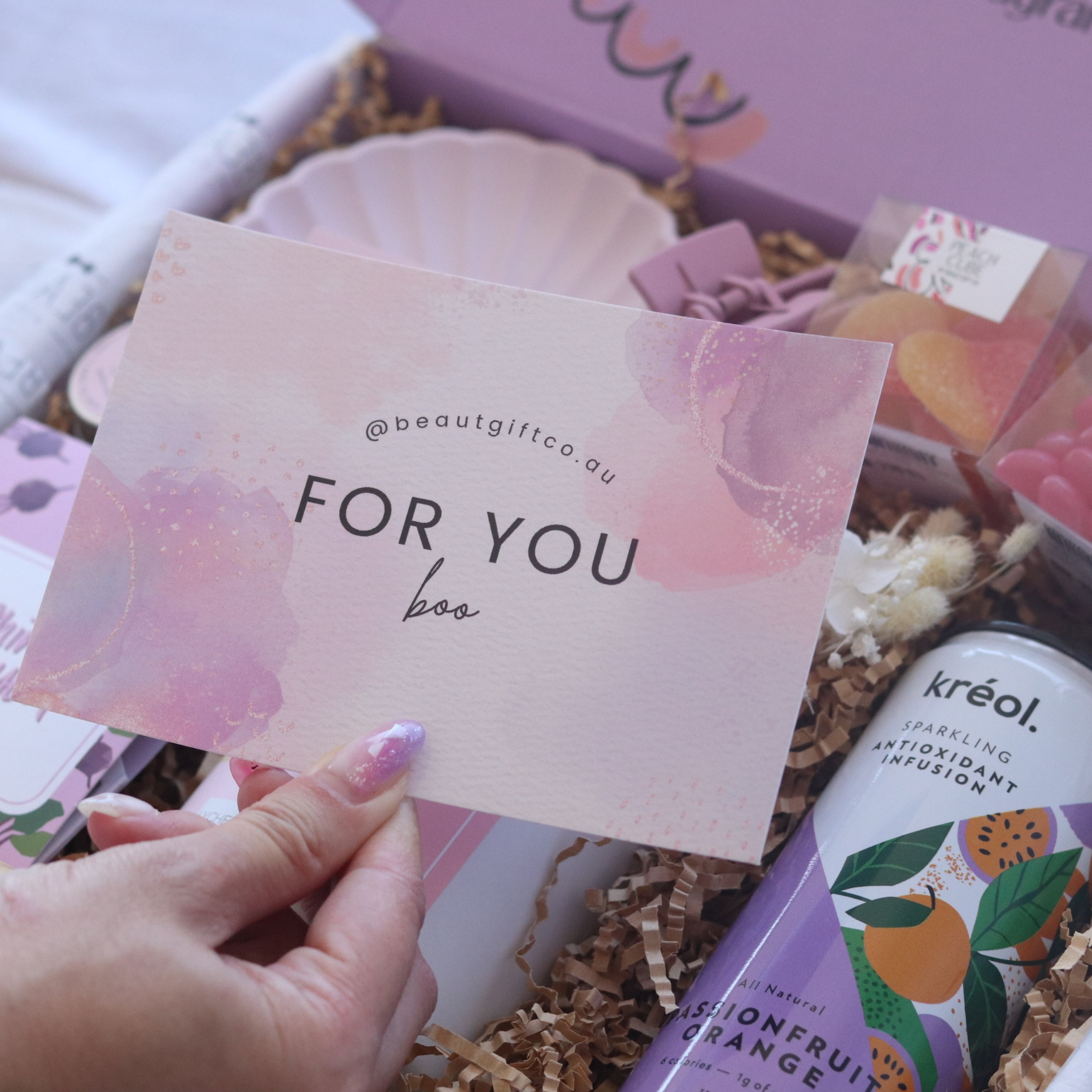 Purple FOR YOU BOO Blank Two-Sided Glossy Card – 4x6 for Personalised Handwritten Messages – Ideal for Special Occasions, Birthdays, and Thank You Notes.