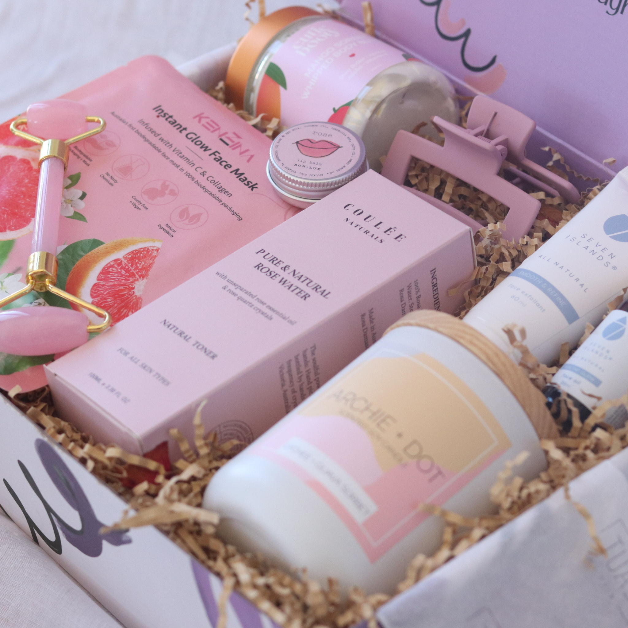 sheet mask in beaut box with other pamper items
