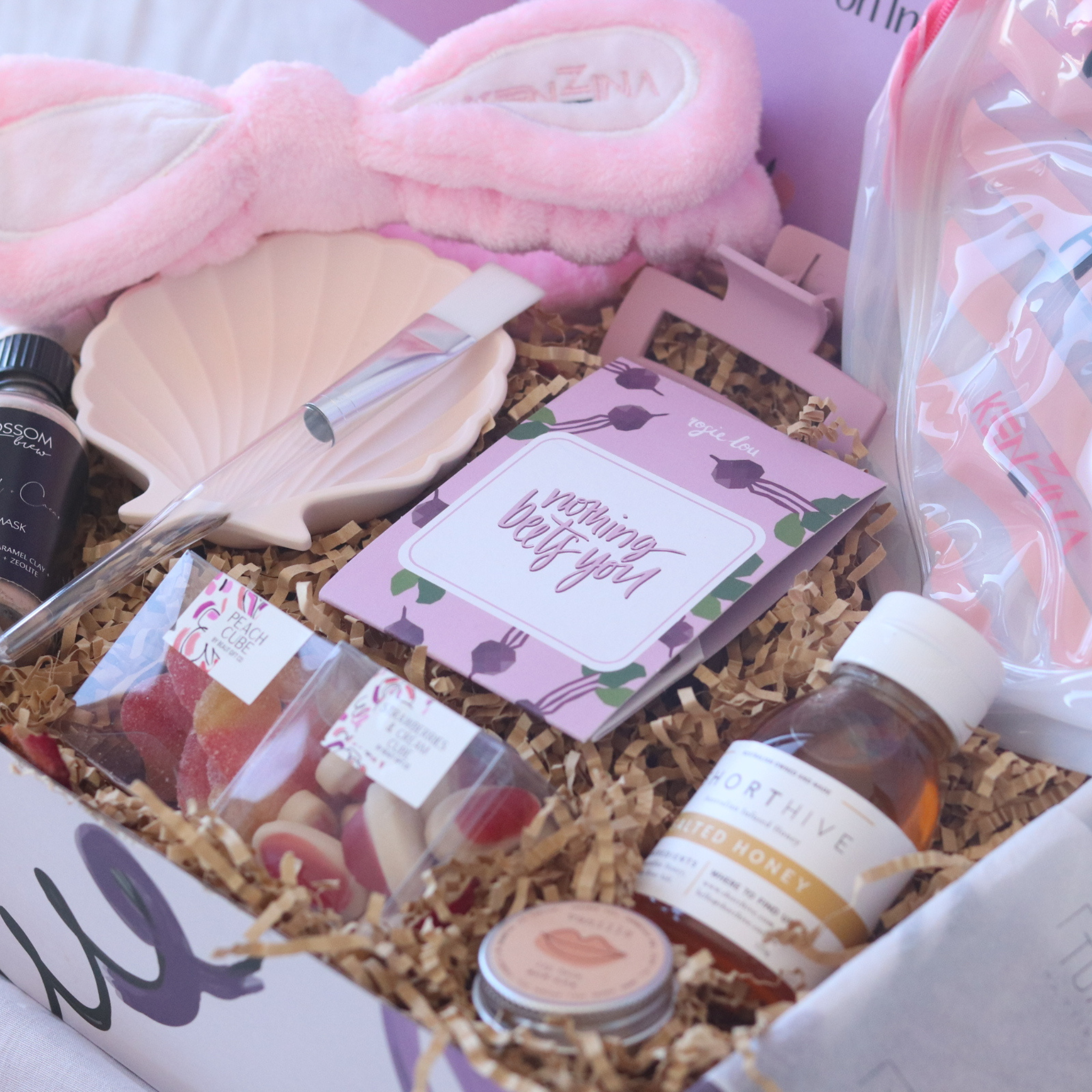 gift box filled with pamper and selfcare items