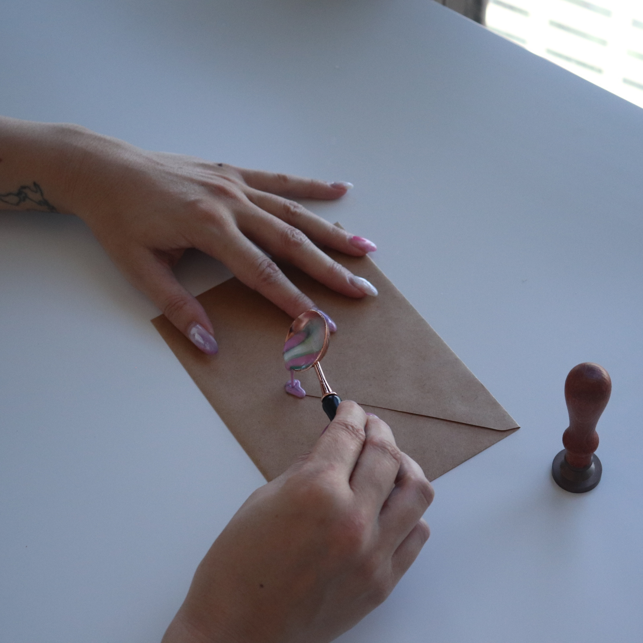 wax seal stamp being poured