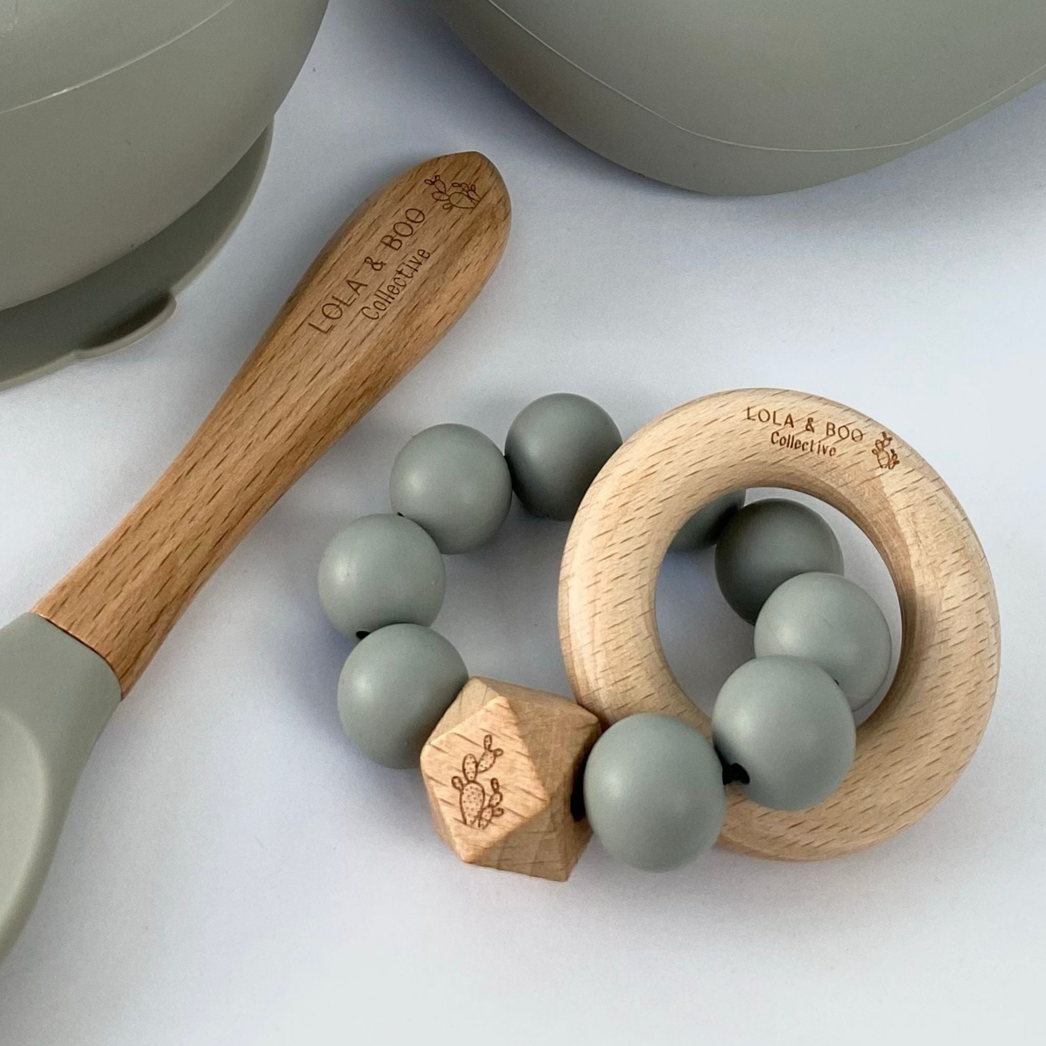 Baby Silicone Bead Baby Teether smokey grey