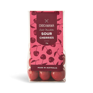 Dried sour cherries enrobed in dark chocolate 