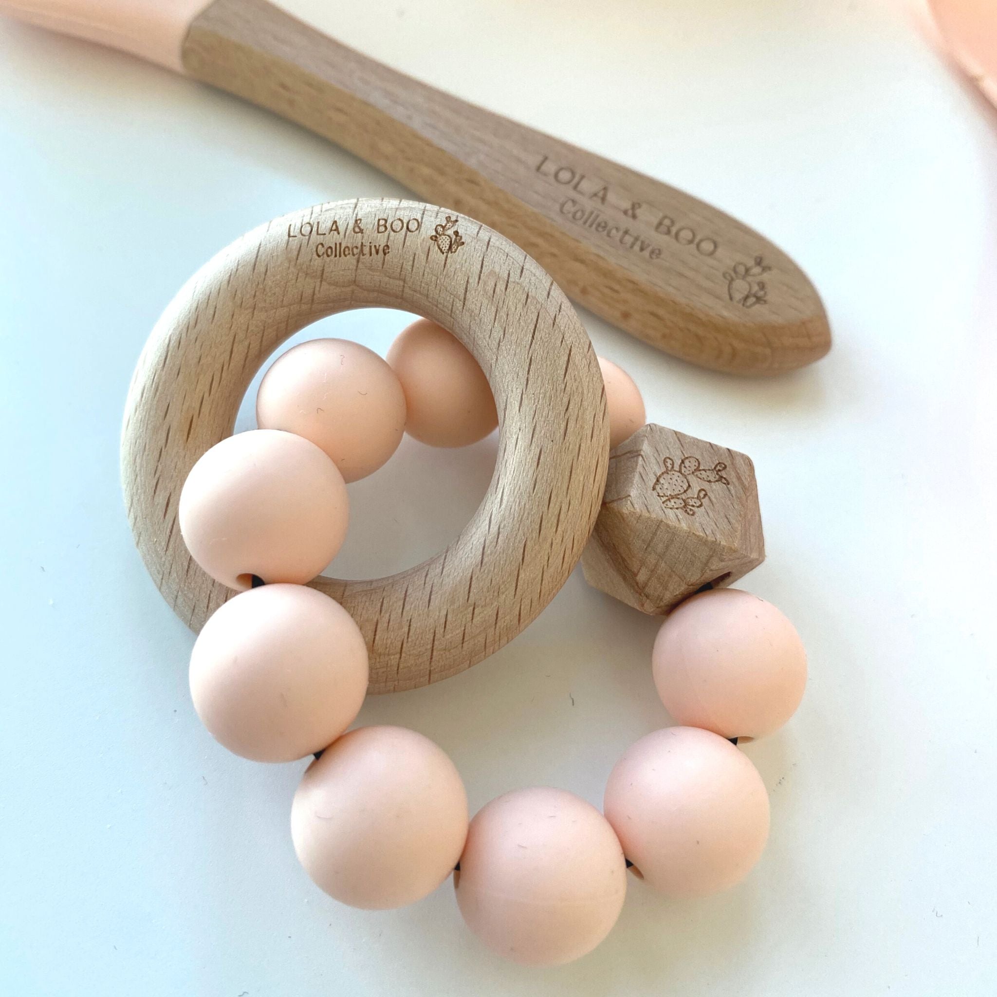 peach baby silicone teether beads