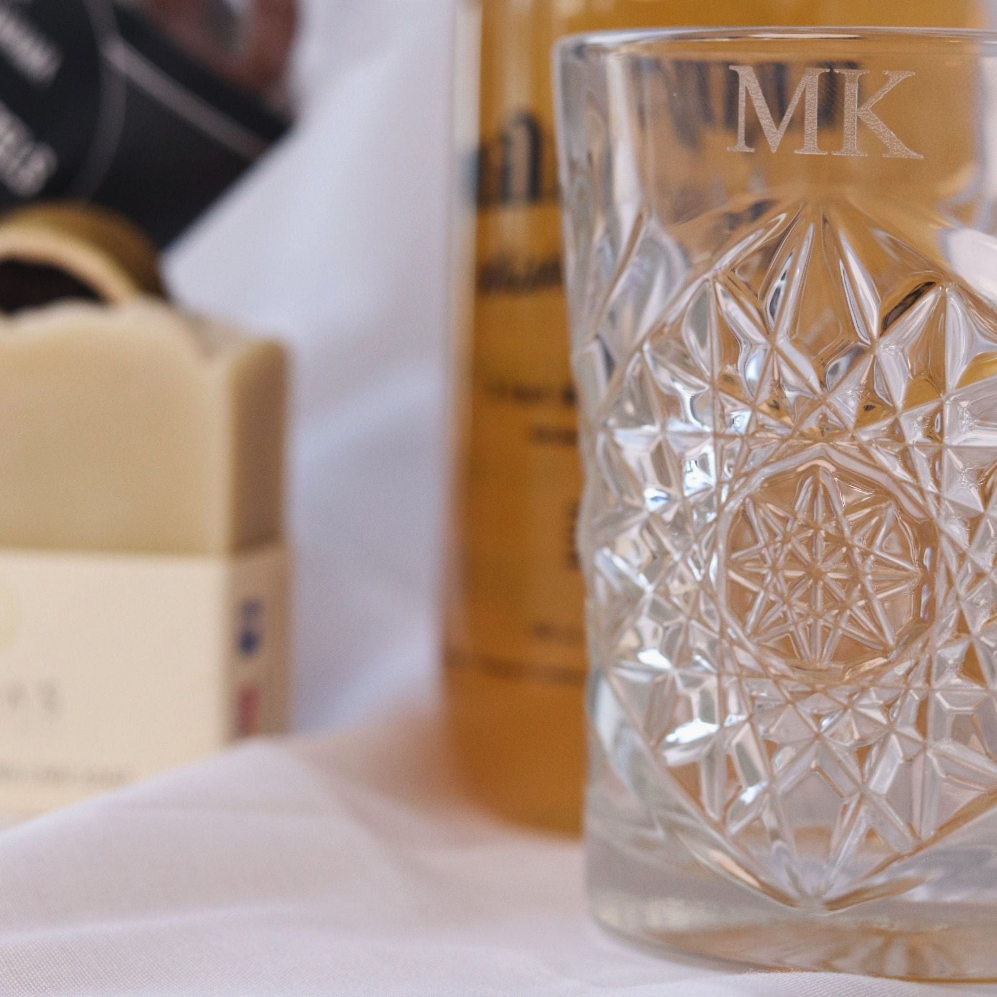 custom engraved whisky and wine glasses, with name or initials engraved, high quality glass