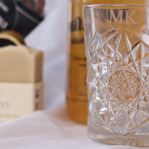 custom engraved whisky and wine glasses, with name or initials engraved, high quality glass