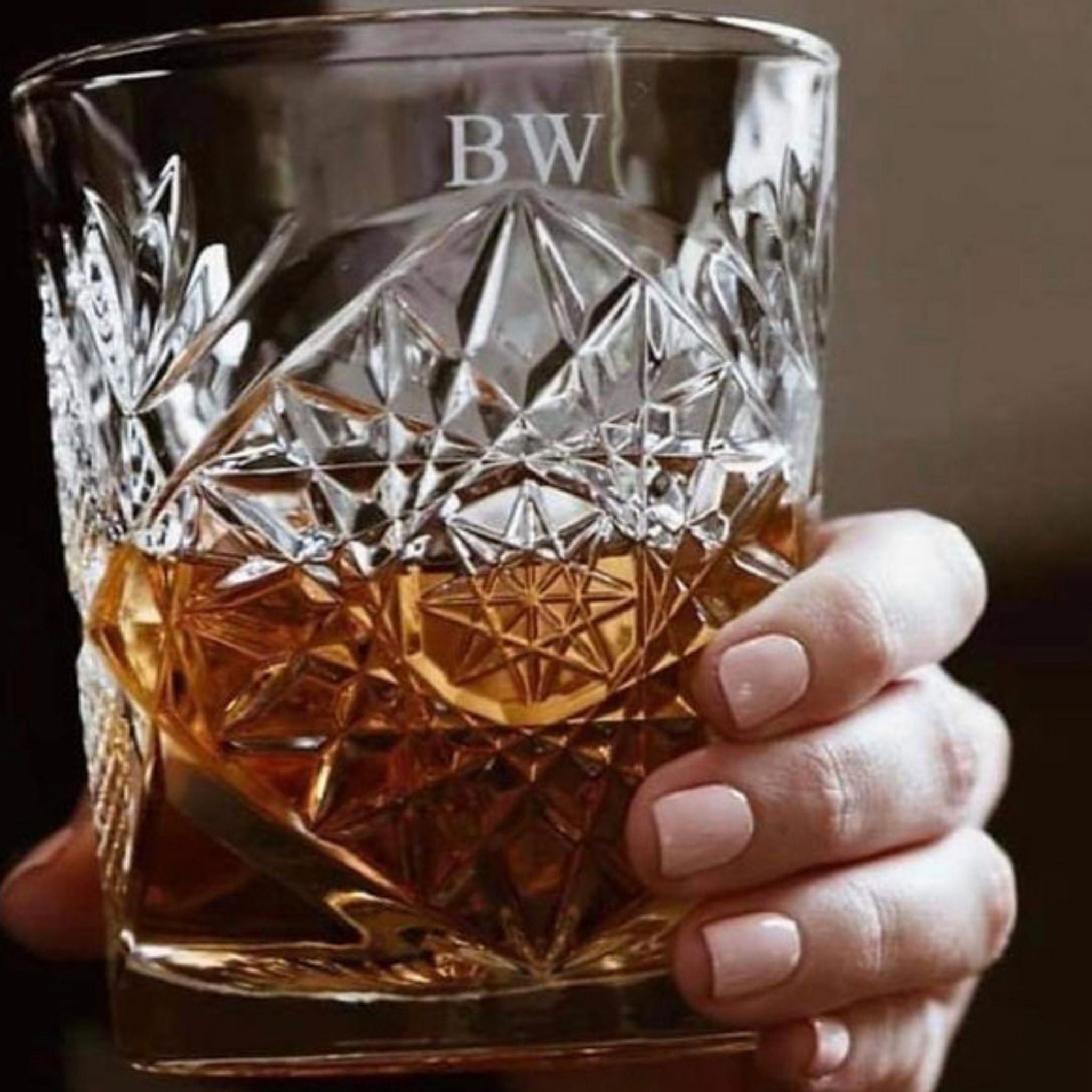 custom engraved whisky and wine glasses, with name or initials engraved, high quality glass