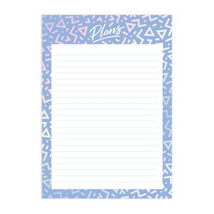 a4 note pad, plans blue with triangles