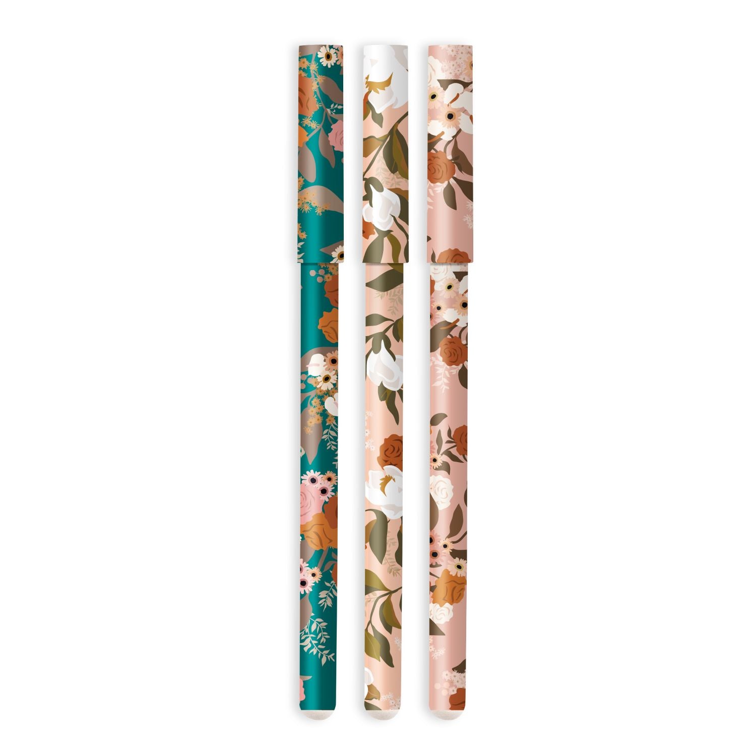 Fox & Fallow Ballpoint Pen Set green and peach with flowers