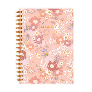 Fox & Fallow A5 Sketch Book pink and peach with flowers