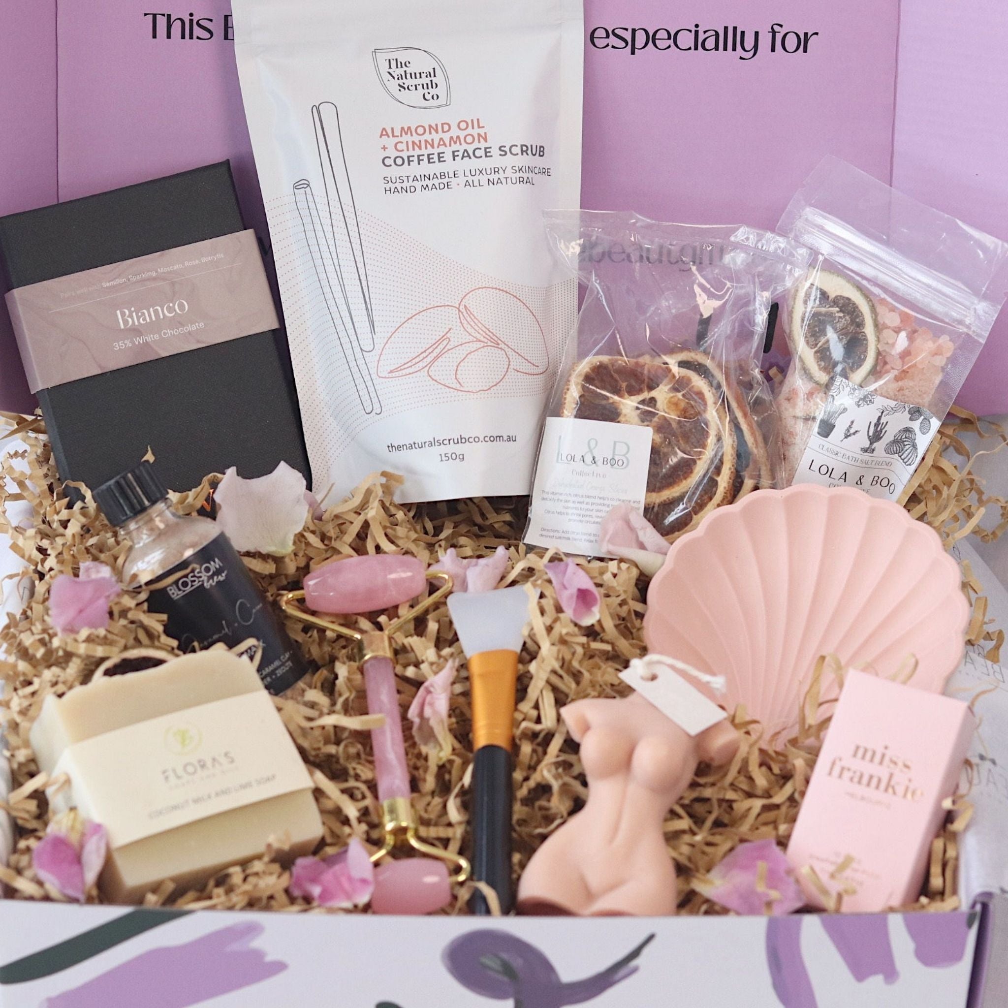 the ultimate gift for women. features all kinds of pamper items and sweet treats