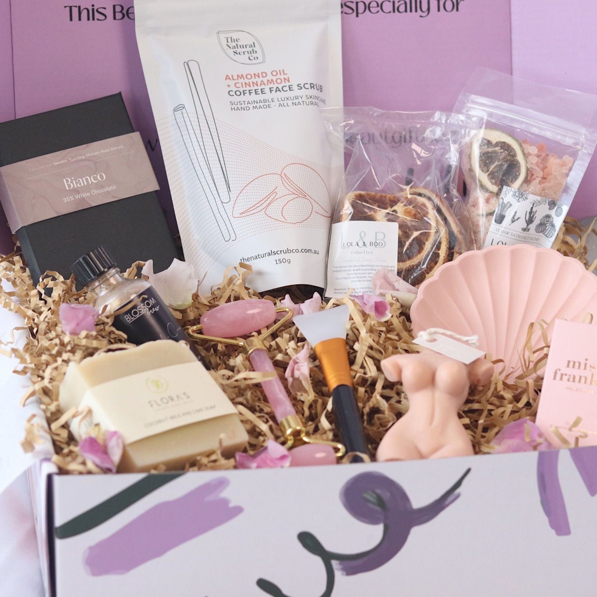 the ultimate gift for women. features all kinds of pamper items and sweet treats