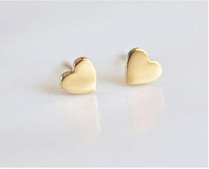 heart stud earrings in gold, silver and rose gold