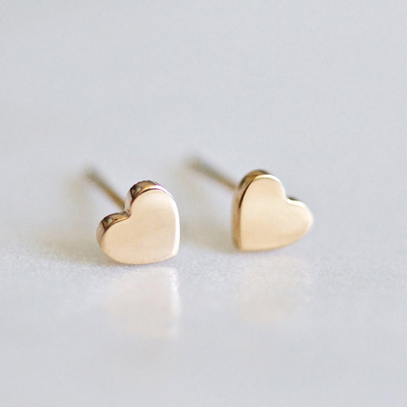 heart stud earrings in gold, silver and rose gold