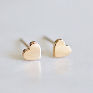 heart stud earrings in gold, silver and rose gold
