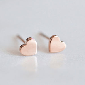 heart stud earrings in gold, silver and rose gold
