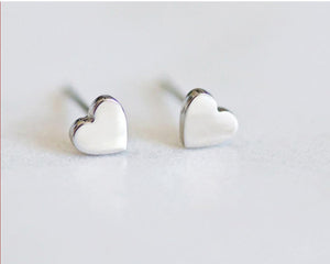 heart stud earrings in gold, silver and rose gold