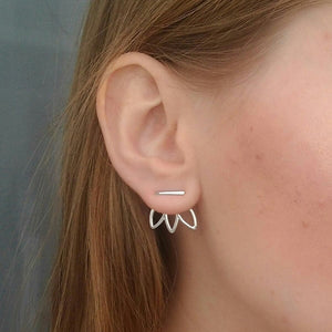 lotus style silver earrings 