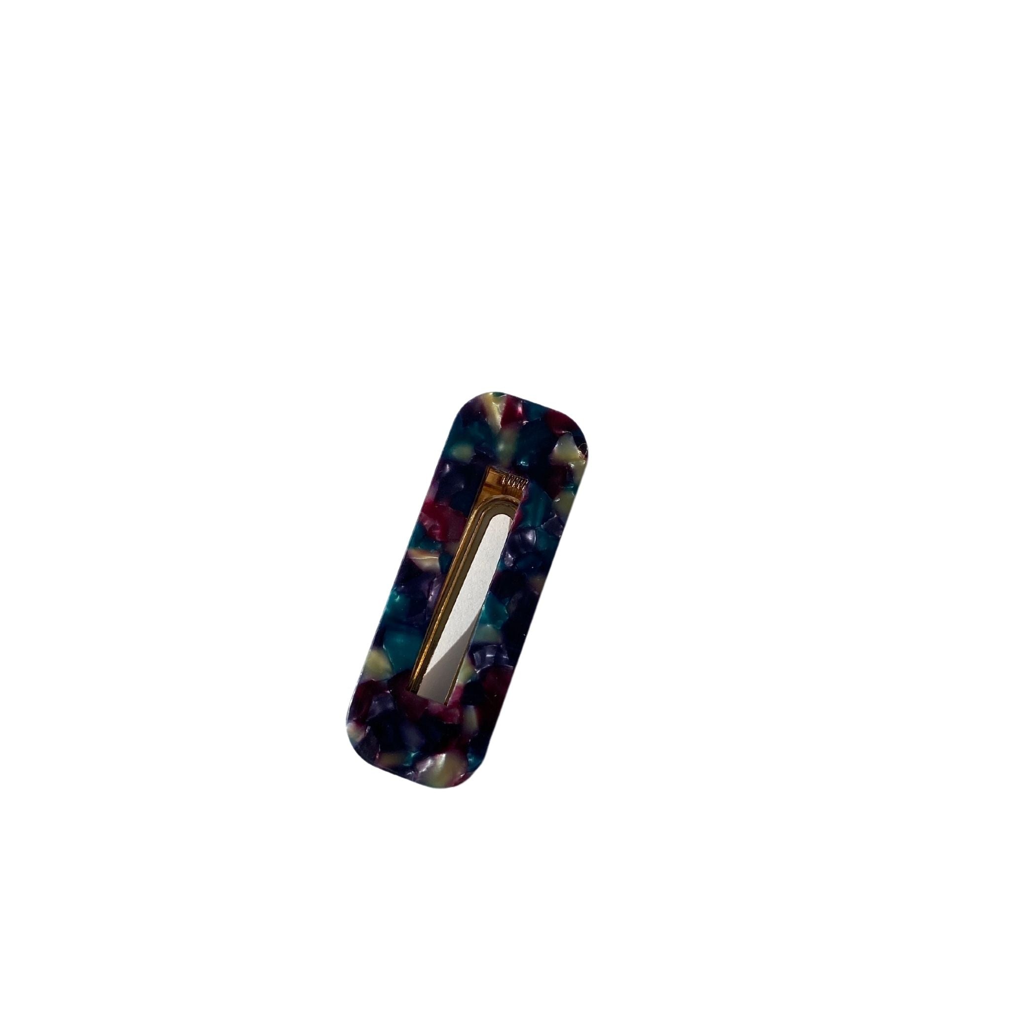 multi colour dark hair clip rectangle