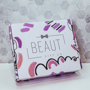Custom Beaut Box filled with unique goodies, tailored to the recipient’s preferences. Supports local businesses and comes with a handwritten note