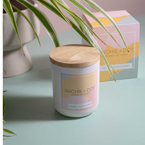 lychee and guava candle by archie and dot