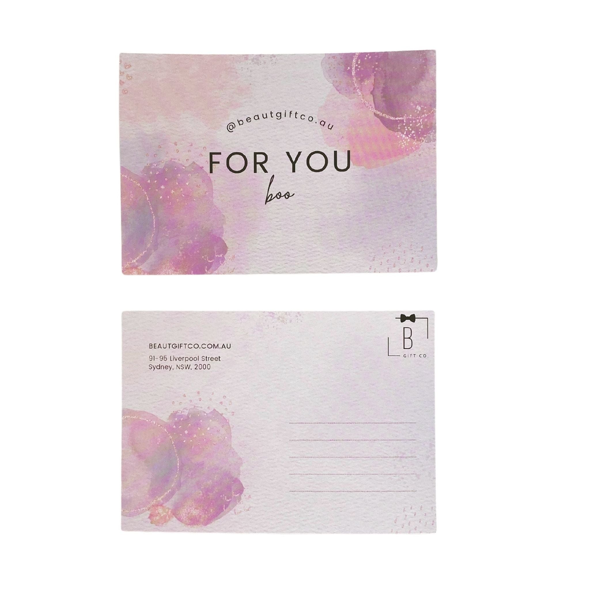 Purple FOR YOU BOO Blank Two-Sided Glossy Card – 4x6 for Personalised Handwritten Messages – Ideal for Special Occasions, Birthdays, and Thank You Notes.