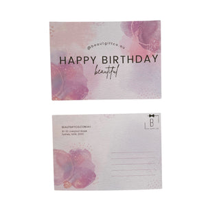 HAPPY BIRTHDAY BEAUTIFUL CARD happy birthday card purple with black writing