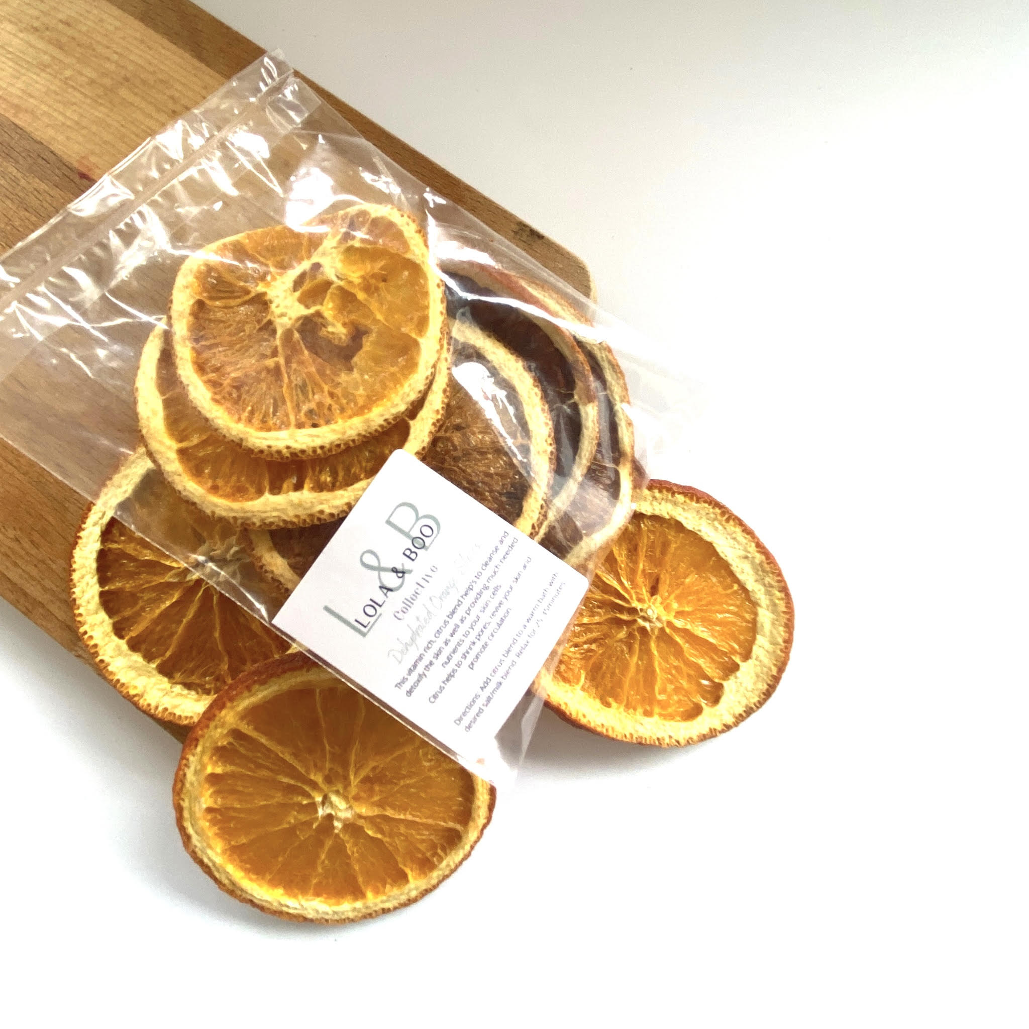 dehydrated orange slices in clear bag